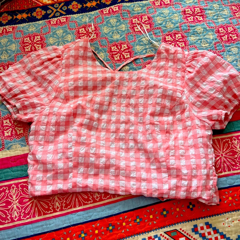 Vintage Open Back Pink crop top